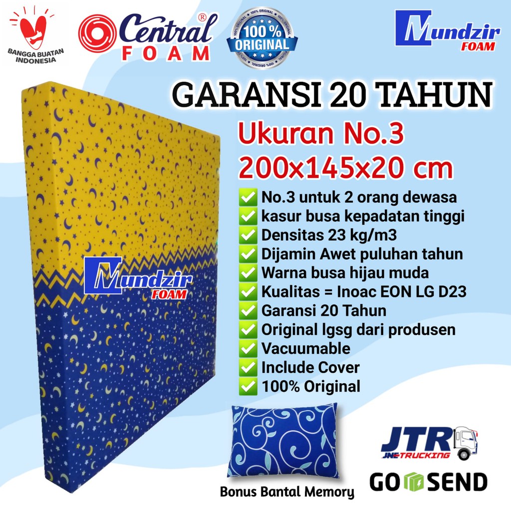 Kasur Busa Central Foam No 3 200x145x20 Density 23 Garansi 20 Tahun