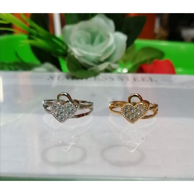 Cincin pria wanita Titanium elegan mewah anti luntur lapis emas 22k motif pilihan