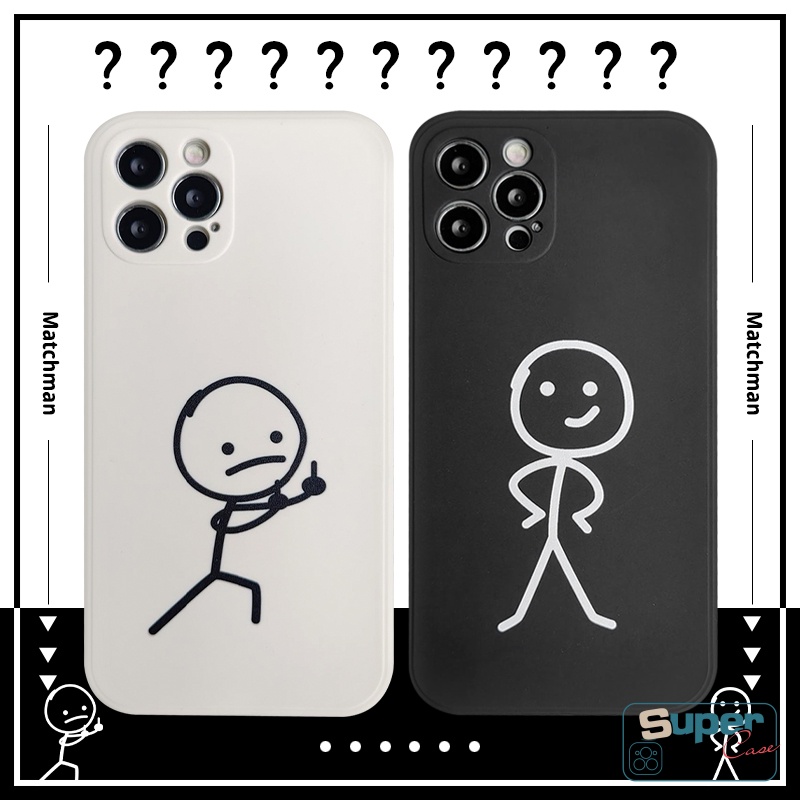 Infinix Hot 9 12 10 11 Play 12pro Smart 4 5 6 Plus Hot 11s 9 10t 10s 12i 20 20s 12 11 8 10Lite Note 12 2023 11 12 G96 8 Couple Soft Tpu Cartoon Matchstick Man Straight Edge Cover