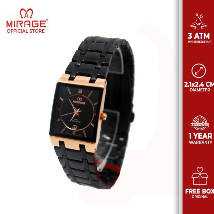 Mirage Jam Tangan wanita 7908L Comb Black/RoseGold barang ada