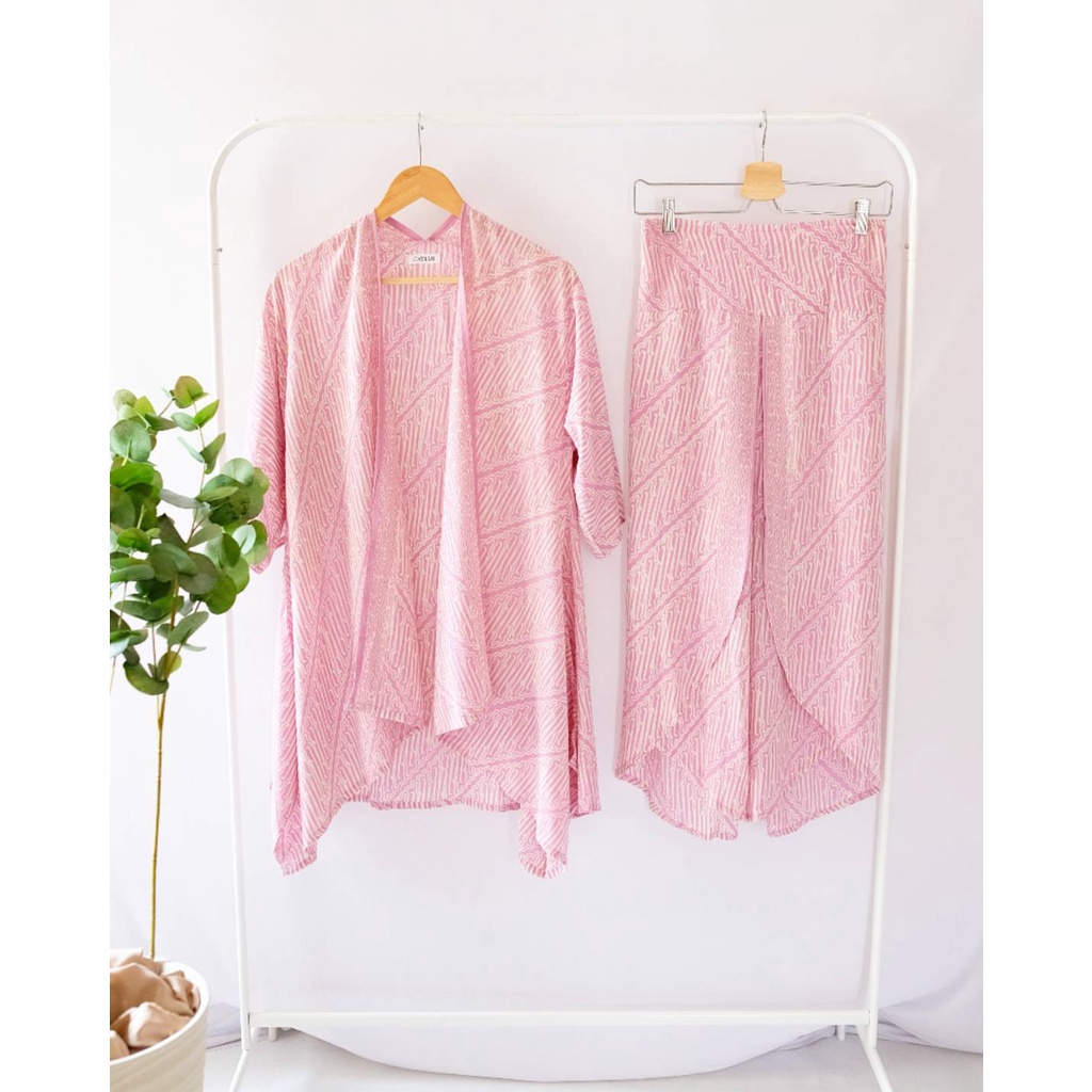 ONE SET WANITA MODERN SETELAN CELANA PANJANG SET BATIK KULOT BATIK OUTER