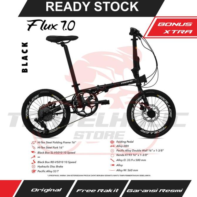 Sepeda Lipat PACIFIC FLUX 7.0 16" REM HIDROLIK, 10 SPEED