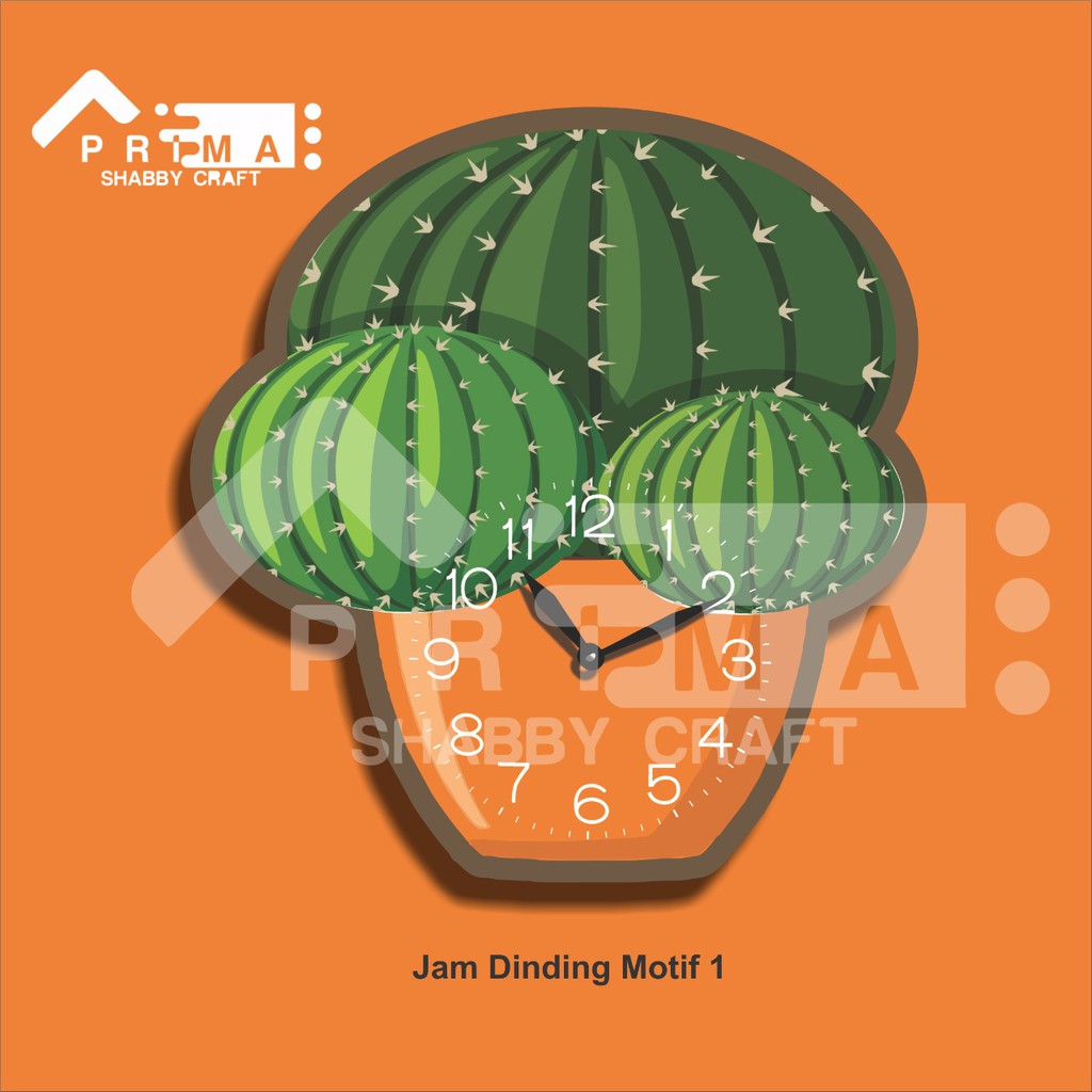 Jam Dinding Motif Kaktus Jamur Ice Cream Unik Hiasan Pajangan Dekorasi Dapur Kamar Anak Cewek Cowok-jam motif 01