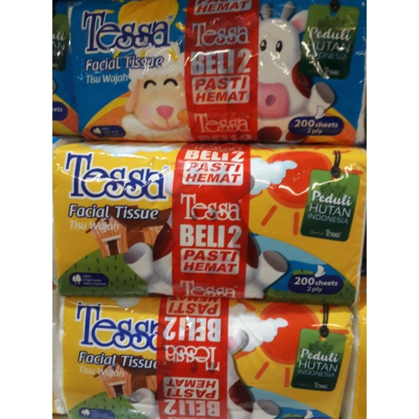 tessa facial tissue/tisu wajah isi 2(2×200sheets)