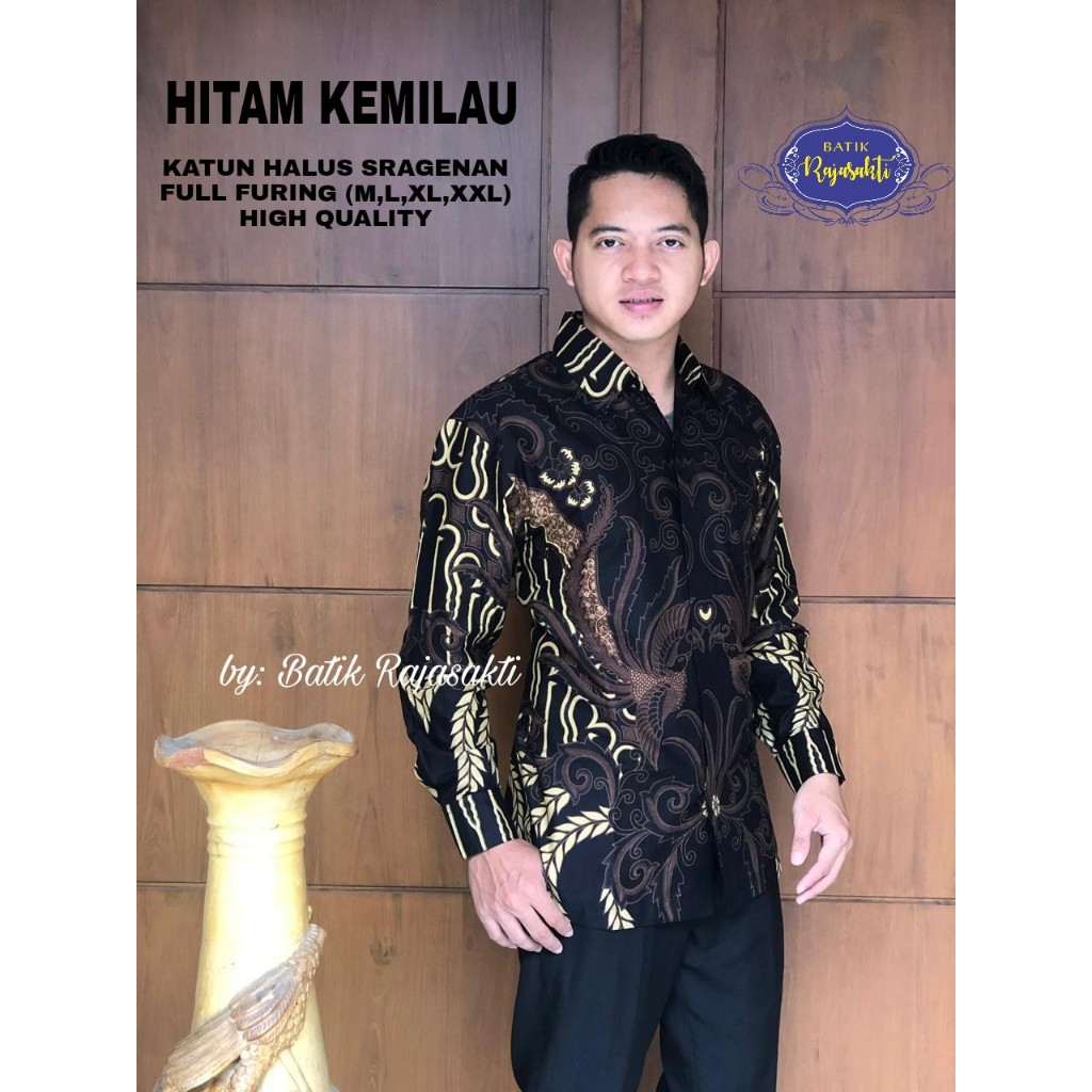 HITAM KEMILAU kemeja batik pria lengan panjang terbaru ORIGINAL BY RAJASAKTI