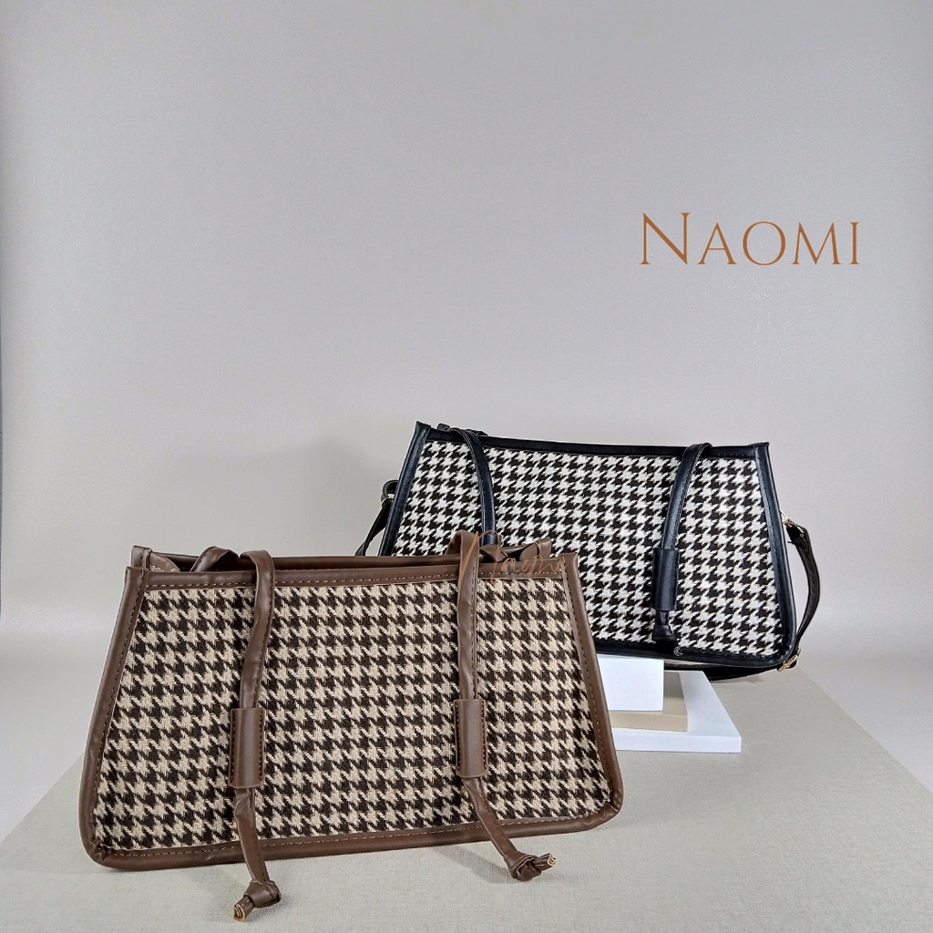 NAOMI - Margareth Shoulder Bag Import - Tas Branded Fashion Bag Wanita - Brown Black Shoulder Bag Premium - Tas Wanita - Tas Naomi - Naomi Bag - women bag