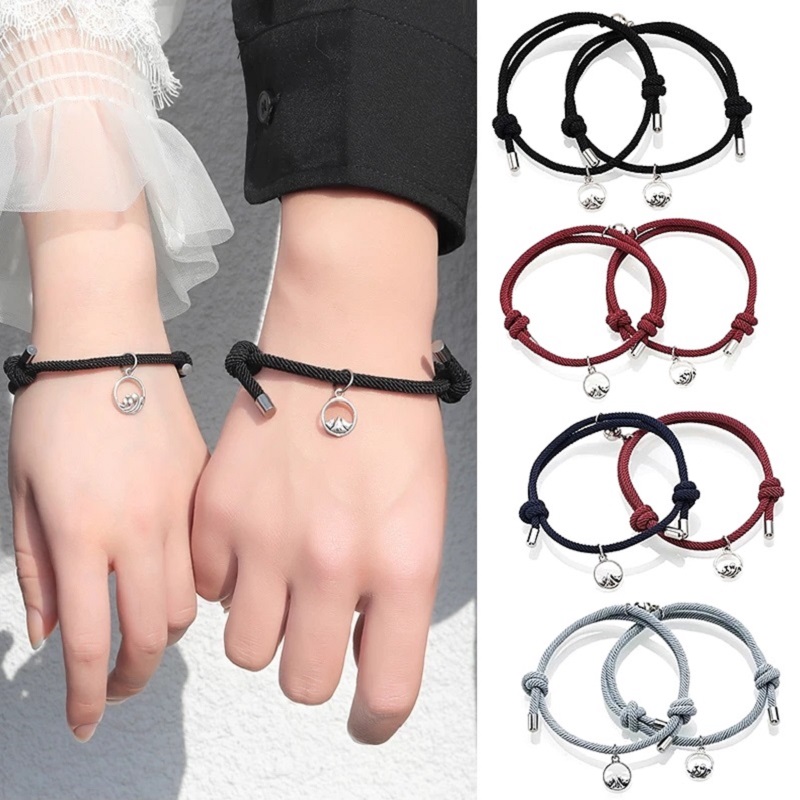 2Pcs/Pasang Gelang Kepang Magnet Gelang Tali Couple Magnet Attract Persahabatan Bracelets