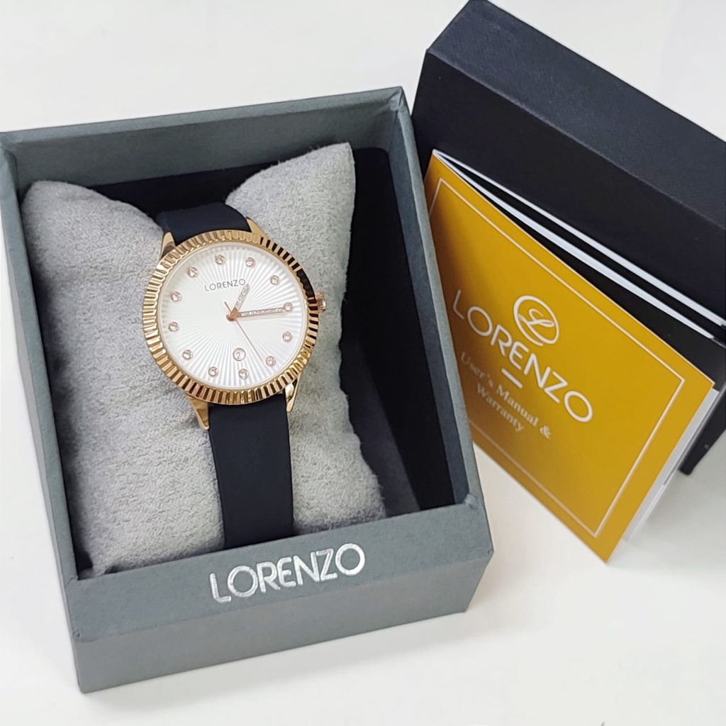 Grosiran Jam Tangan Wanita Lorenzo 36135BJ Analog Strap Rubber Tanggal Aktif Include Box Jam Tangan (COD)