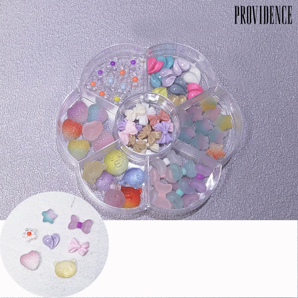 Providence Ornamen 3D Bentuk Beruang / Kelinci / Pita / Bunga Hias Berlian Imitasi Untuk Dekorasi Nail Art DIY