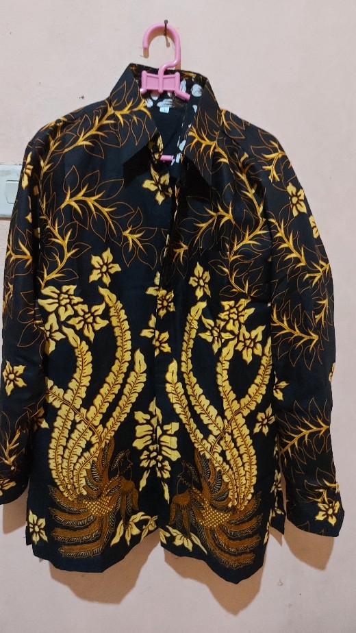 Kemeja Batik Pria Lengan Panjang Size M L Xl Xxl  Bswart Batik Hrb026 Kenongo Hem Panjang Padi
