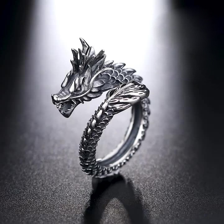 Cincin Adjustable Desain Naga Untuk Pria