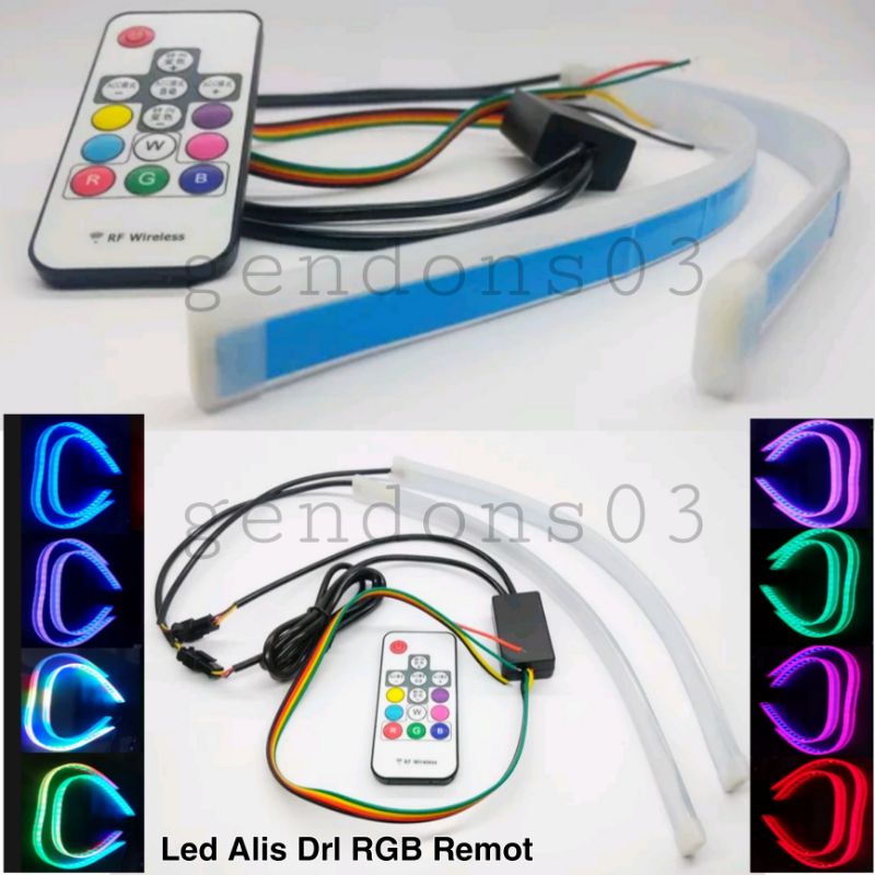 Lampu LED Alis Running RGB Multi Colour Slim 30cm/45cm Remot