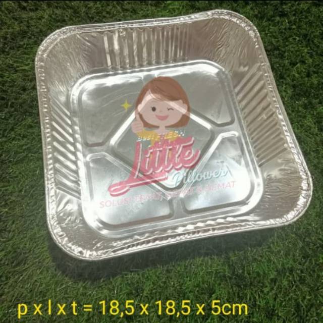 (ISI 50PCS - OX1400 ALAS SAJA) Tray aluminium cup - Tray makanan alum foil BESAR 20x20cm - Tray Aluminium panggang