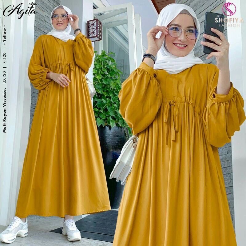 AGITA MIDI DRESS WD KAIN KATUN LD 120 CM PB 120 CM ZIPPER DEPAN ( BUSUI ) DRES WANITA MODEL TERBARU  KEKINIAN SIMPLE DAN ELAGAN BAJU  DRES 2022