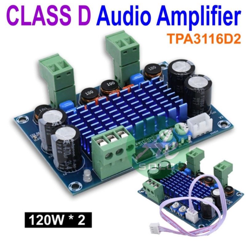 POWER AMPLI AMPLIFIER CLAAS D TPA3116D2 2 x 120watt stereo 12V 19V 24V atai dari aki mobil