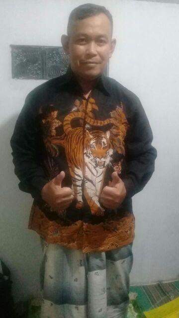Kemeja Batik Pria Harimau Sumatera Batik Original Rajasakti Katun Cabut Sragenan