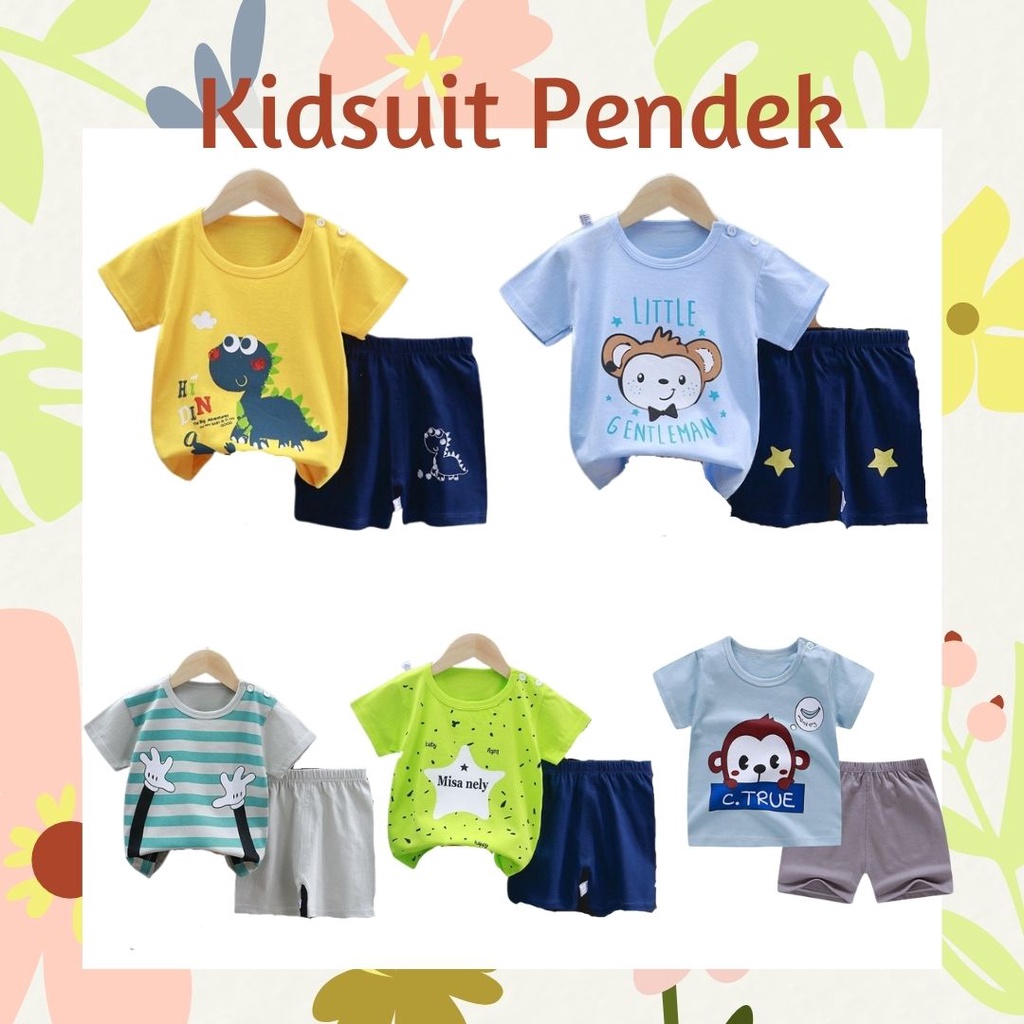 Plazababyku KIDS SUIT PENDEK Setelan Anak Bahan Kaos Lengan + Celana Berkualitas Import ebv cowok