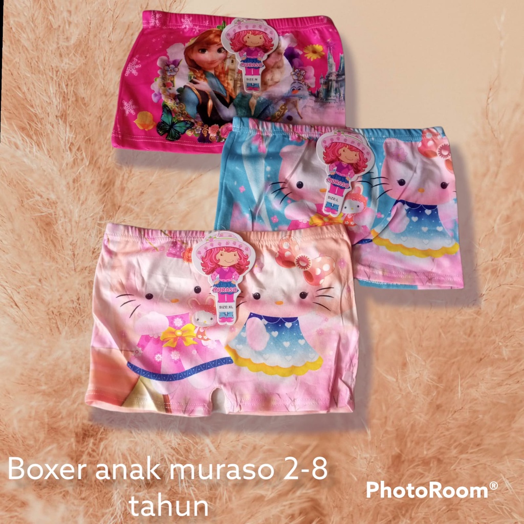 Celana boxer anak perempuan 2-7 tahun (Lembut  dan nyaman dipakai, bisa untuk renang, Size  M L XL) Full Print motif Hello Kity|Frozen|Elsa dll Jual Ecer  dengan Harga Grosir