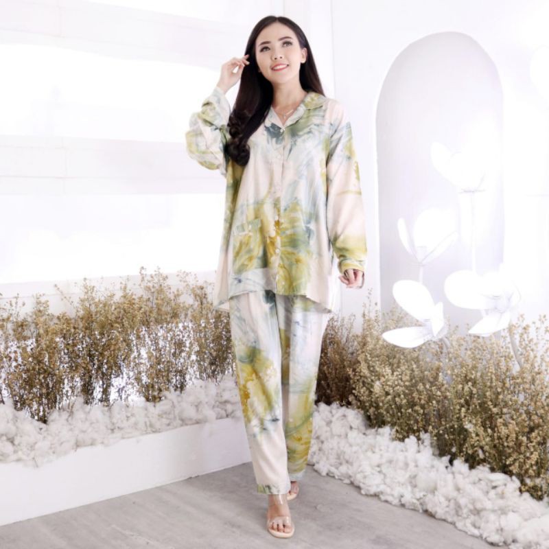 JOSJOLI_STORE/Piyama PP DINAR/Piyama Rayon Tie Dye XXL Kekinian/Pakaian Tidur Wanita