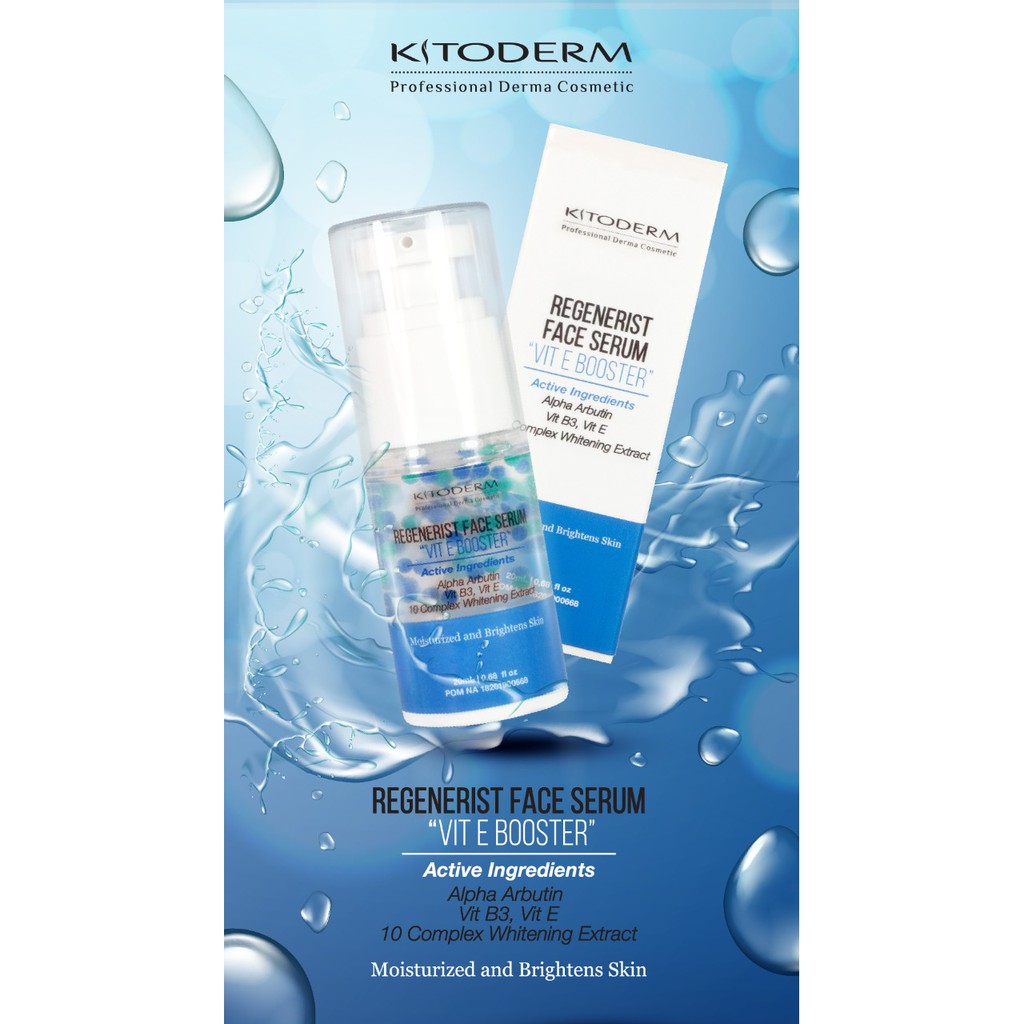 Kitoderm Regenerist Face Serum Vit E Booster 20ml Original / Serum Pemutih BPOM Aman