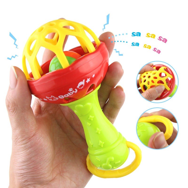 1234OS - Mainan Bayi Rattle Stick Bunyi Kerincingan Baby Soft Teether Gigitan Bayi BPA FREE.