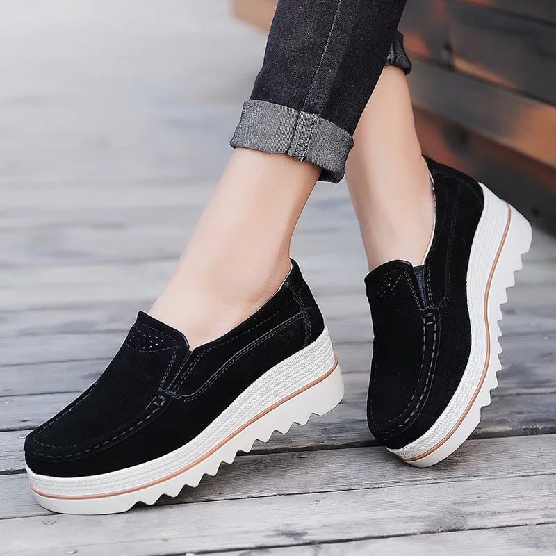 Sepatu Dari Karin sepatu wanita sepatu wedges kasual wanita suede sol 7cm KR-SW0034