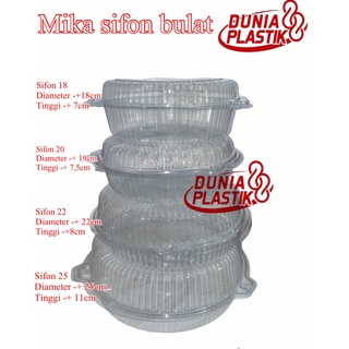1pcs MIKA plastik bulat lingkar bening tempat box wadah tutup lipat plastik untuk kue bolu SIFON shi