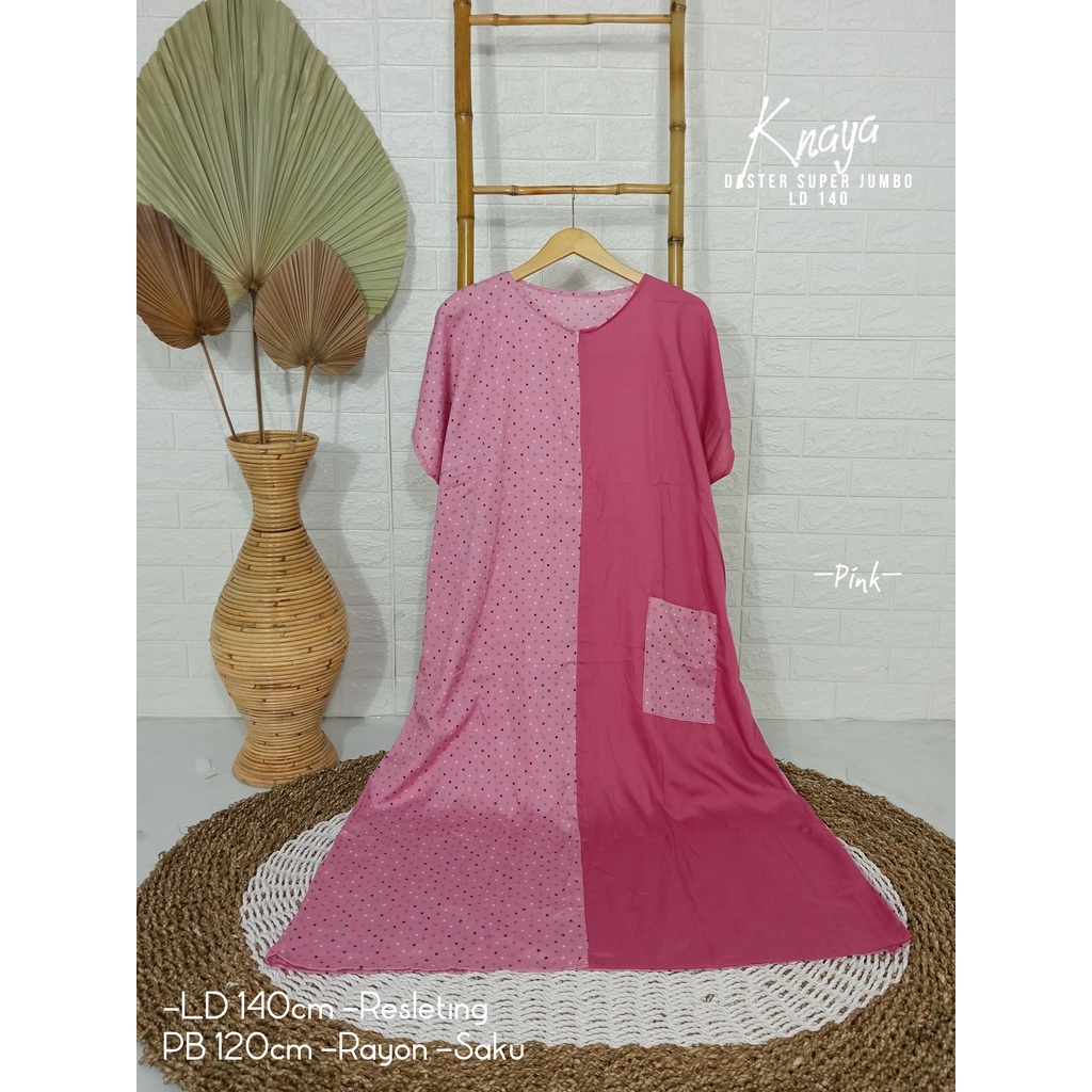 LD 140cm Daster Super Jumbo (42 Motif) (Part 2) dan  Daster Kaftan Viral LD 150cm Ruffle Big Size-Kanaya Pink