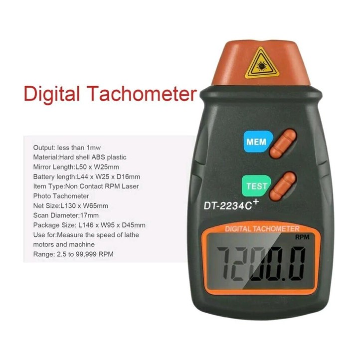 Tachometer Digital Laser Alat ukur RPM test Meter putaran DT2234 *MD93