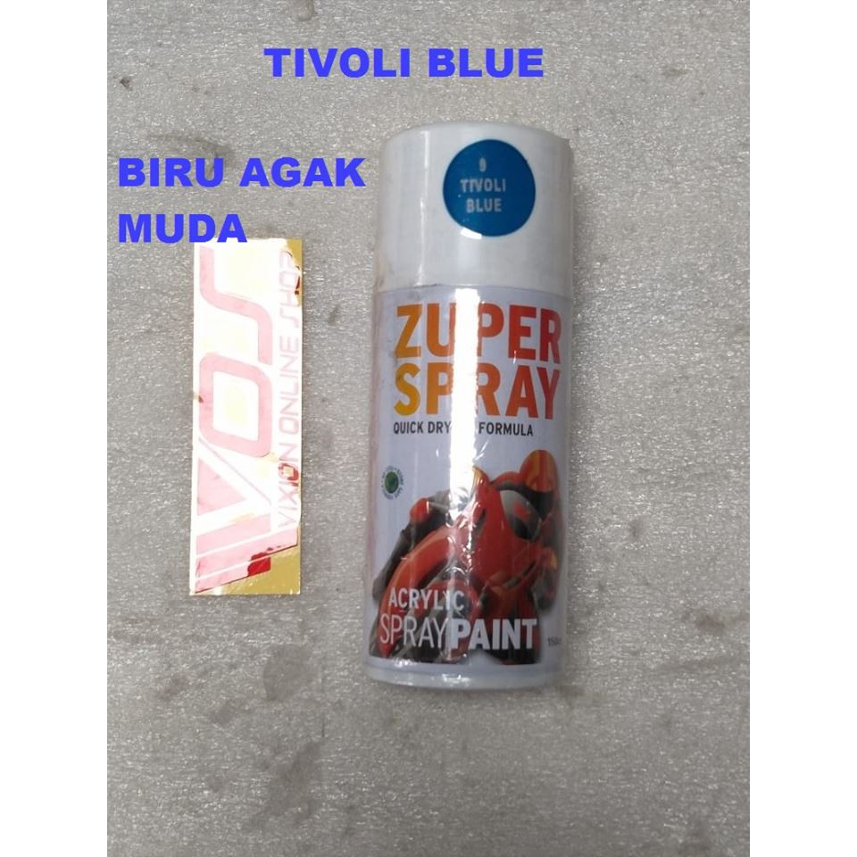 CAT  KALENG SEMPROT PYLOK MERK ZUPER SPRAY 150CC TIVOL BLUE / BIRU AGAK MUDA