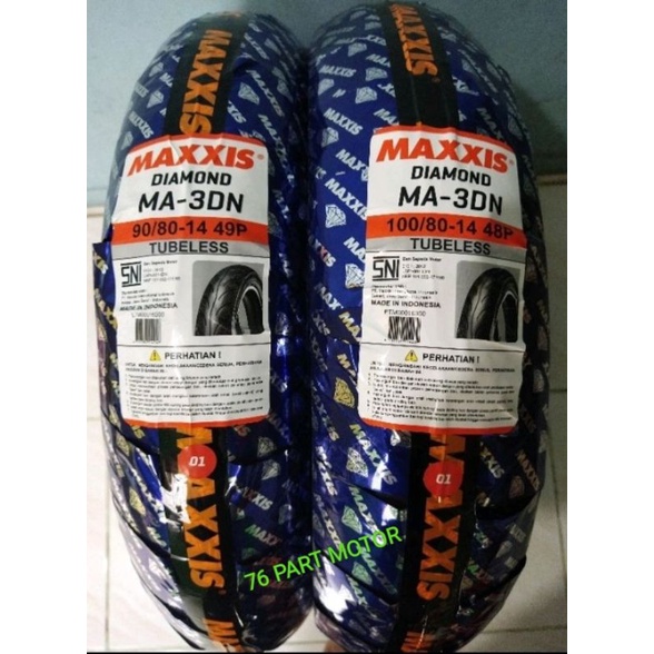 PAKET BAN TUBLES MAXXIS DIAMOND 90/80 14 &amp; 100/80 14 free pentil