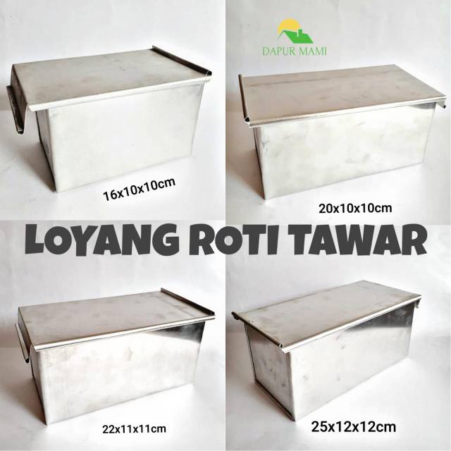 DAPURMAMI Loyang Roti Tawar Tutup Cetakan Cake Tawar Bandung Tawar Bakar Tawar Kubus Bread Sobek