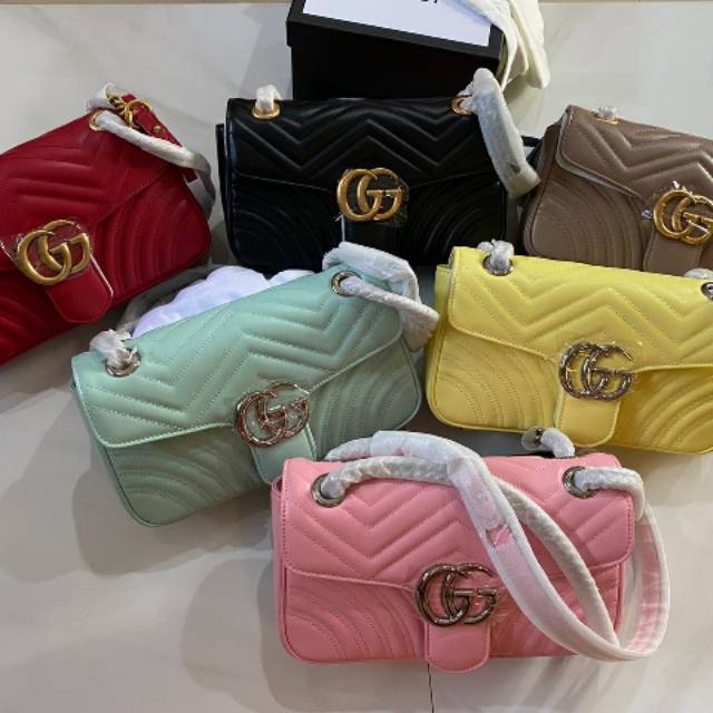 Tas GucciGG Marmont Matelasse Chain Shoulder bag Chevron Leather