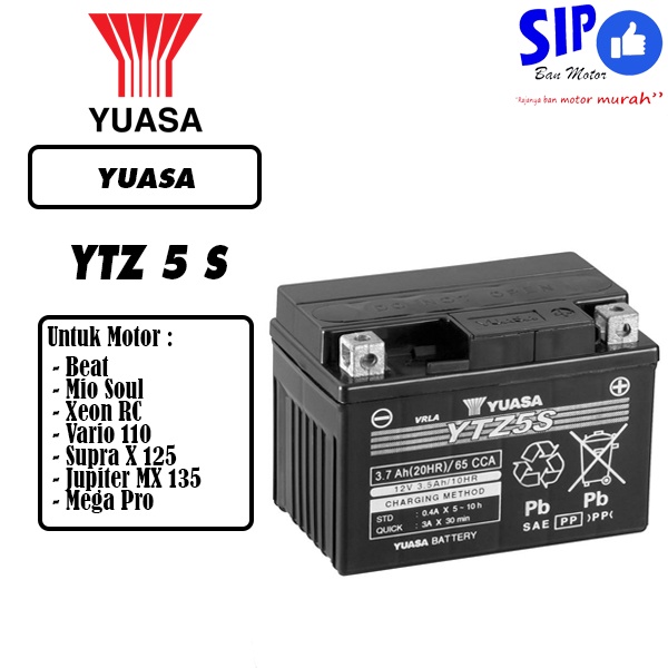 Aki Yuasa YTZ5S 12V 3.5Ah aki beat mio scoopy vario supra jupiter