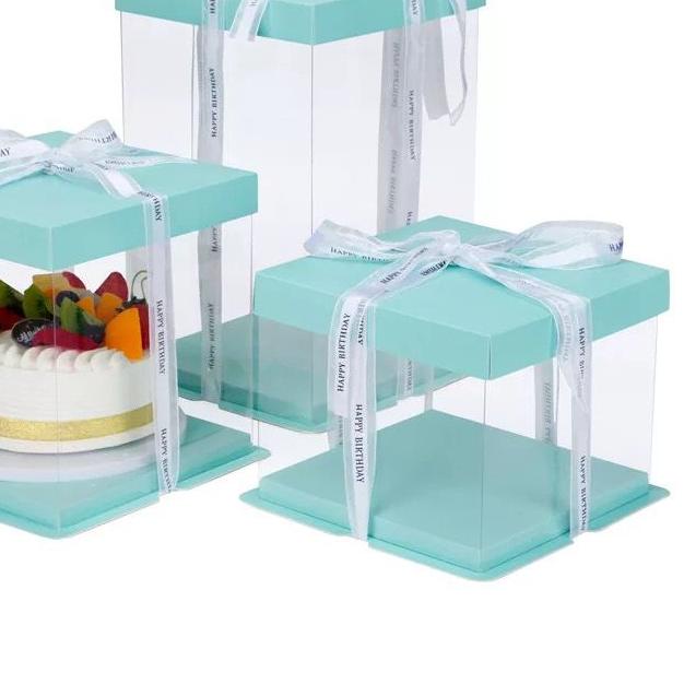 CAKE BOX KOTAK MIKA VIRAL TIKTOK SIZE 26 CM DAN 30 CM NO PITA BOX TRANSPARAN KOTAK KUE MIKA KOTAK KU