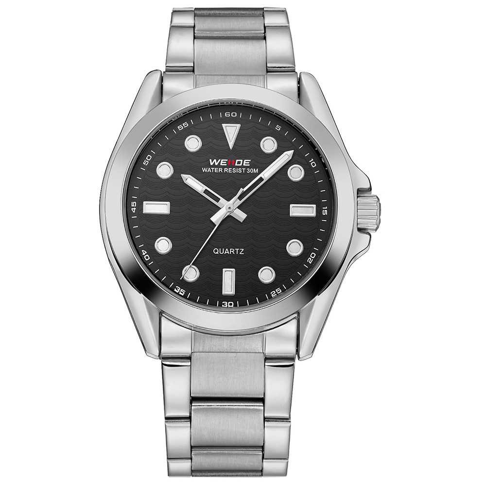 Baru Weide Jam Tangan Analog Pria - WH802 - Silver Hitam