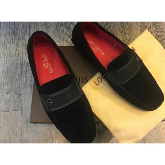Kualitas Terbaik SEPATU LV LOAFERS SUEDE BLACK LVS3 MIRROR QUALITY DISKON
