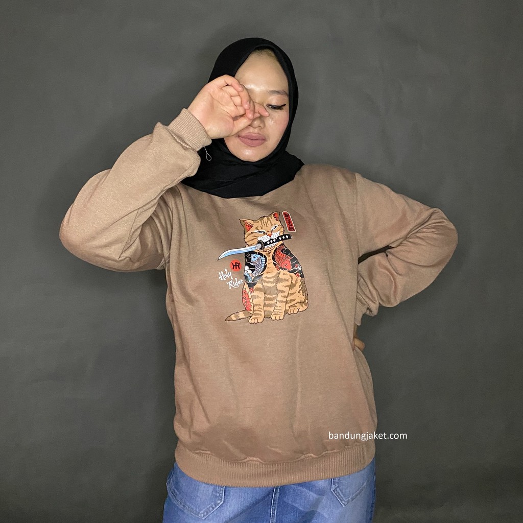 Cat Sweatshirt Holyrider // Sweater Crawneck Pria dan Wanita