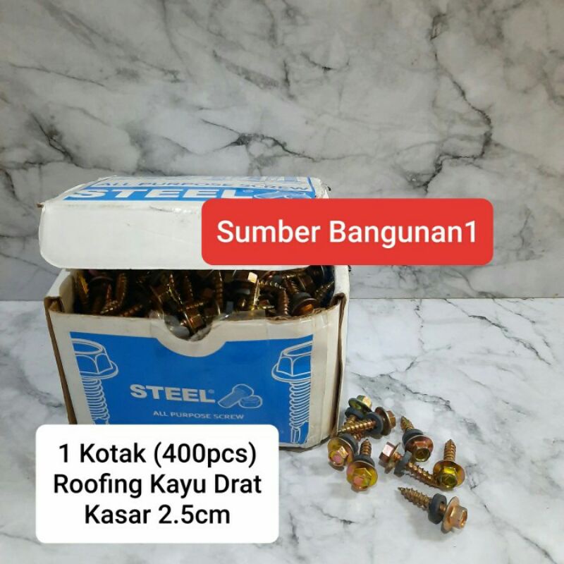 Roofing Kayu drat kasar 2.5cm 1 kotak (400pcs) sekrup kayu balok