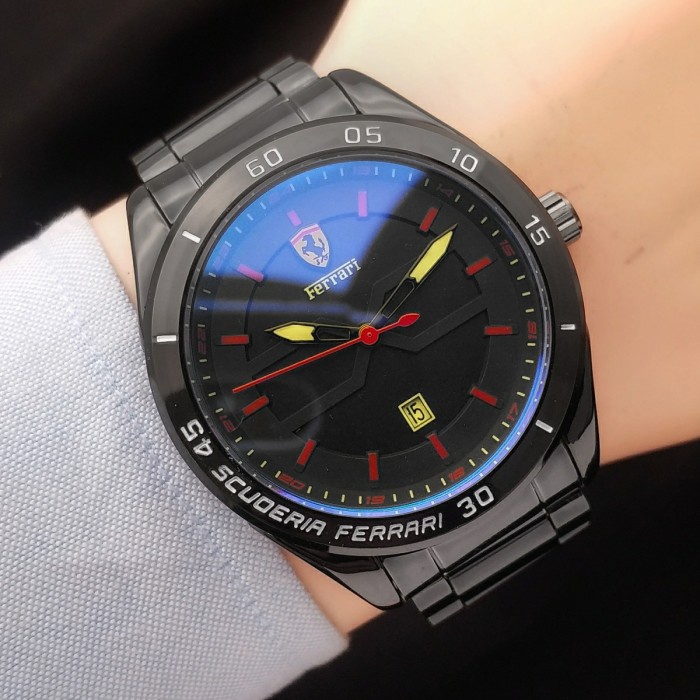 Jam Tangan Pria Keren Terbaru Fashion Watch COD Murah W8Z9 Jam Tangan Pria Ferrari Stainless Murah J