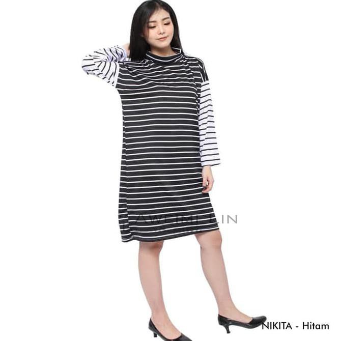 PRODUK TERBARU MINI DRESS WANITA JUMBO LENGAN PANJANG NIKITA - RANDOM BAHAN HALUS