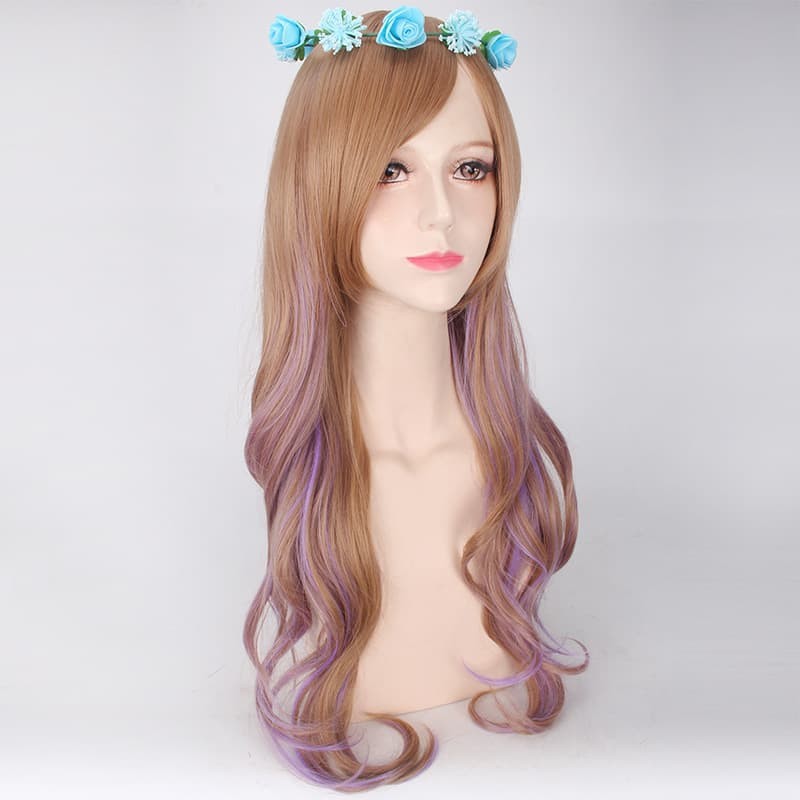 LOL-32 wig rambut palsu lolita cosplay harajuku daily two tone curly