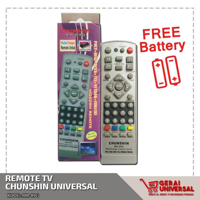Order Langsung REMOTE/REMOT TV TABUNG POLYTON VITRON TCL UNIVERSAL CHUNSHIN RM- 89G terbaik