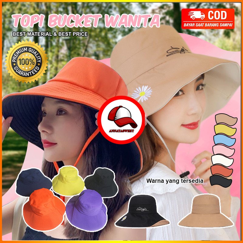 Topi Bucket Wanita Daisy Flower Korea Import Hat Topi Bucket Hat Fisherman Hat Topi Fashion Wanita