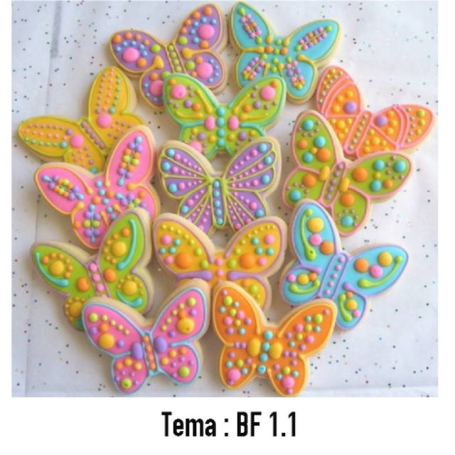 

IHANALICIOUS Butter Cookies Tema Butterfly 1 Kupu (kukis hias karakter) kue kering icing royal