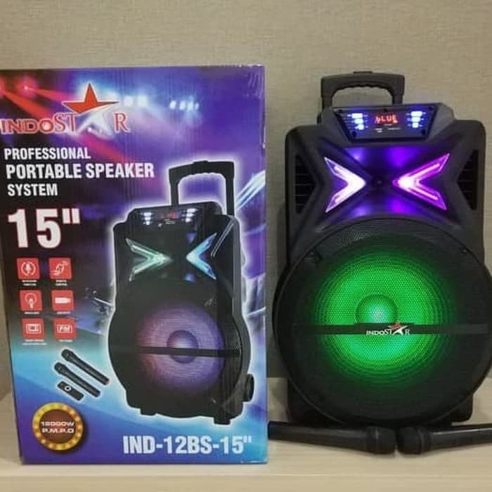 Indostar Trolley Portable Speaker System IND-12BS-15&quot; PROMO MURAH