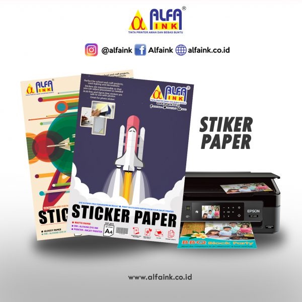 ALFA INK PAPER STICKER GLOSSY  / MATTE A4 130GSM 20SHEET / KERTAS STIKER MENGKILAP A4 130GSM 20 LEMBAR