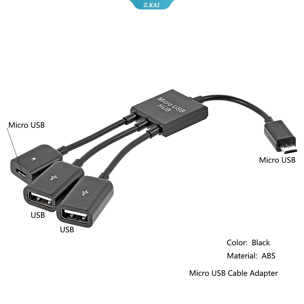 Adapter Converter Micro USB OTG HUB Power Line Mouse U Disk Dual Untuk Ponsel