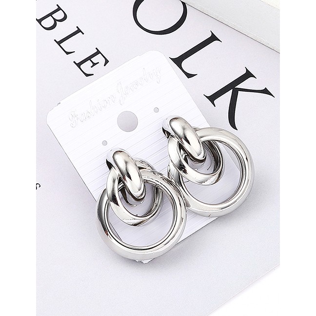 LRC Anting Tusuk Fashion Kc Size Circle Cross Earrings Y61805