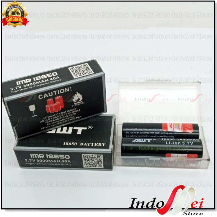 Cod Battery Murah AWT Hitam 3400 MAH IMR 18650